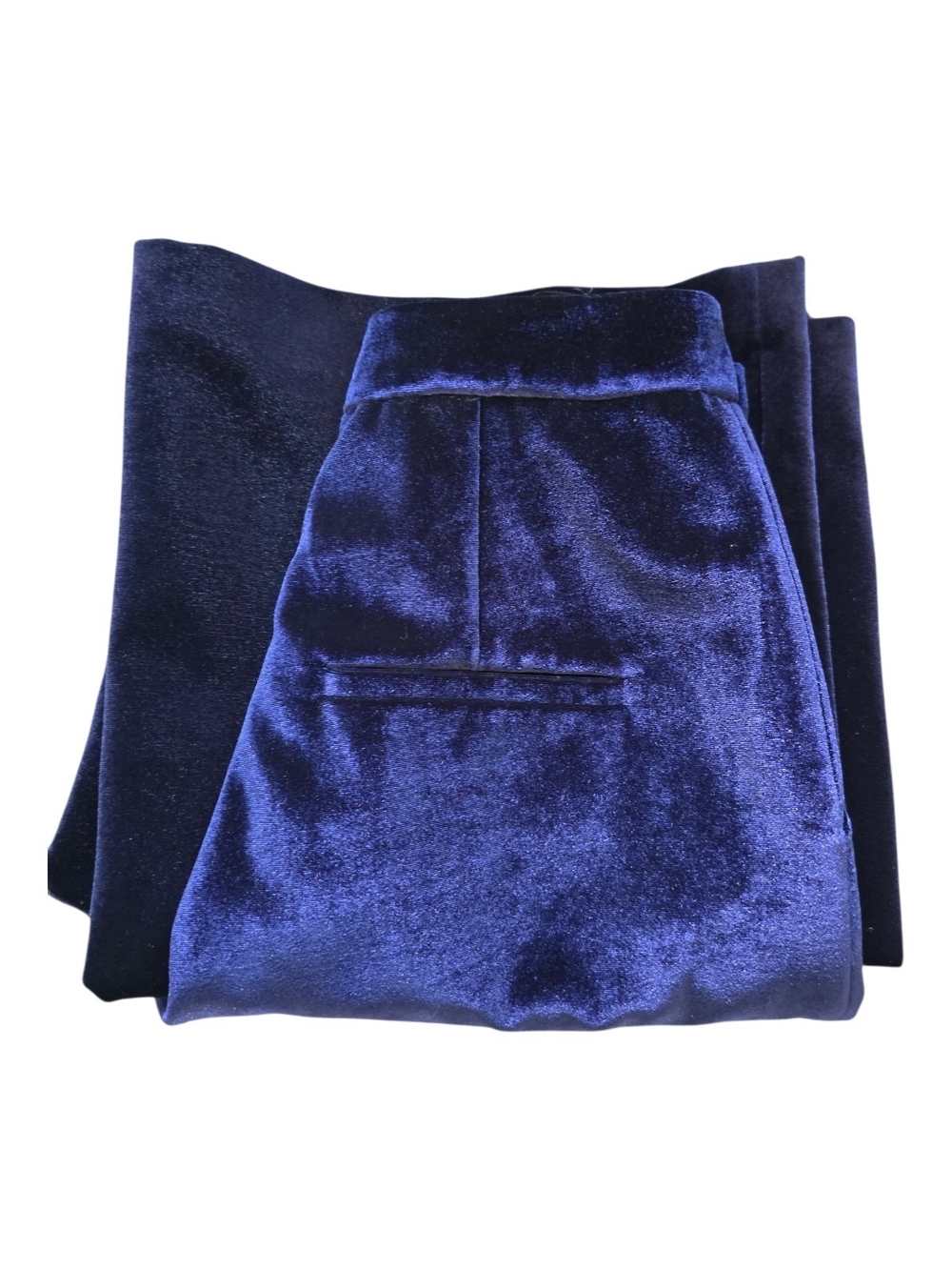 Self-Portrait Deep Navy Velvet Wide-Leg Pants - Picture 4 of 7